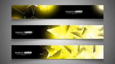 afiş koleksiyonu. örtüşen parlak altın üçgenler ile soyut arka plan . izole siyah arka plan. eps 10 vektör illüstrasyon