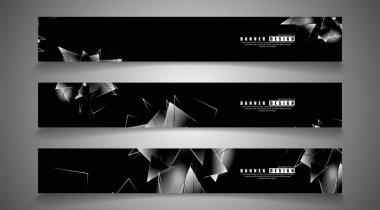 afiş koleksiyonu. örtüşen ışık üçgenleri ile soyut arka plan . izole siyah arka plan. eps 10 vektör illüstrasyon