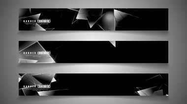 afiş koleksiyonu. örtüşen ışık üçgenleri ile soyut arka plan . izole siyah arka plan. eps 10 vektör illüstrasyon