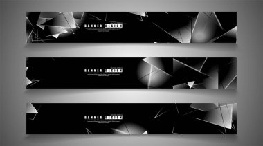 afiş koleksiyonu. örtüşen ışık üçgenleri ile soyut arka plan . izole siyah arka plan. eps 10 vektör illüstrasyon