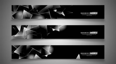 afiş koleksiyonu. örtüşen ışık üçgenleri ile soyut arka plan . izole siyah arka plan. eps 10 vektör illüstrasyon