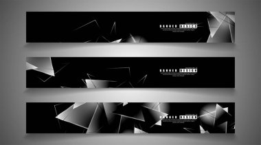 afiş koleksiyonu. örtüşen ışık üçgenleri ile soyut arka plan . izole siyah arka plan. eps 10 vektör illüstrasyon