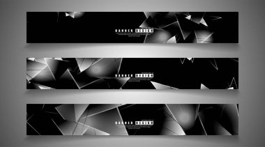 afiş koleksiyonu. örtüşen ışık üçgenleri ile soyut arka plan . izole siyah arka plan. eps 10 vektör illüstrasyon