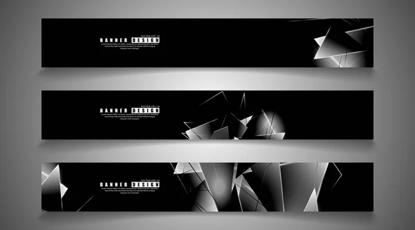 Colección de banners. fondo abstracto con triángulos luminosos que se superponen. fondo negro aislado. ilustración vectorial de eps 10 — Vector de stock