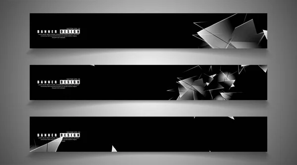 Collection de bannières. fond abstrait avec des triangles lumineux qui se chevauchent. fond noir isolé. illustration vectorielle de eps 10 — Image vectorielle