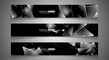 afiş koleksiyonu. örtüşen ışık üçgenleri ile soyut arka plan . izole siyah arka plan. eps 10 vektör illüstrasyon