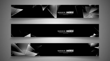 afiş koleksiyonu. örtüşen ışık üçgenleri ile soyut arka plan . izole siyah arka plan. eps 10 vektör illüstrasyon