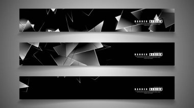 afiş koleksiyonu. örtüşen ışık üçgenleri ile soyut arka plan . izole siyah arka plan. eps 10 vektör illüstrasyon