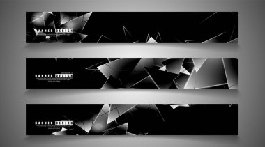 afiş koleksiyonu. örtüşen ışık üçgenleri ile soyut arka plan . izole siyah arka plan. eps 10 vektör illüstrasyon