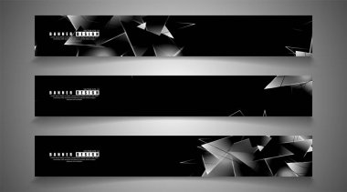 afiş koleksiyonu. örtüşen ışık üçgenleri ile soyut arka plan . izole siyah arka plan. eps 10 vektör illüstrasyon