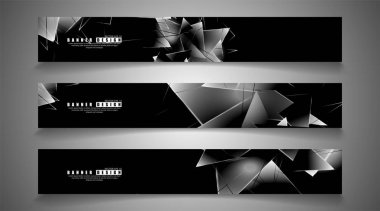 afiş koleksiyonu. örtüşen ışık üçgenleri ile soyut arka plan . izole siyah arka plan. eps 10 vektör illüstrasyon