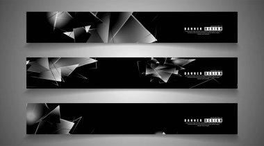 afiş koleksiyonu. örtüşen ışık üçgenleri ile soyut arka plan . izole siyah arka plan. eps 10 vektör illüstrasyon