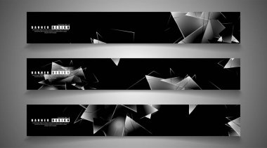 afiş koleksiyonu. örtüşen ışık üçgenleri ile soyut arka plan . izole siyah arka plan. eps 10 vektör illüstrasyon