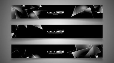 afiş koleksiyonu. örtüşen ışık üçgenleri ile soyut arka plan . izole siyah arka plan. eps 10 vektör illüstrasyon