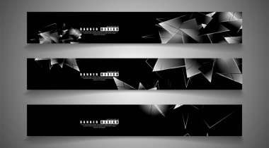 afiş koleksiyonu. örtüşen ışık üçgenleri ile soyut arka plan . izole siyah arka plan. eps 10 vektör illüstrasyon