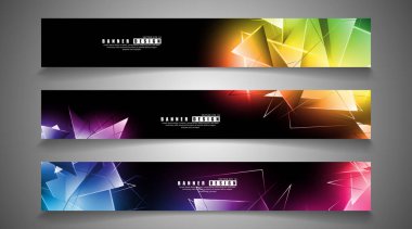 afiş koleksiyonu. çakışan ışık üçgenleri ile soyut arka plan. izole siyah arka plan. eps 10 vektör illüstrasyon