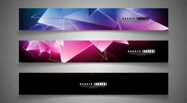 afiş koleksiyonu. çakışan ışık üçgenleri ile soyut arka plan. izole siyah arka plan. eps 10 vektör illüstrasyon