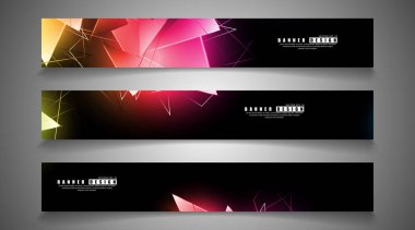 afiş koleksiyonu. çakışan ışık üçgenleri ile soyut arka plan. izole siyah arka plan. eps 10 vektör illüstrasyon