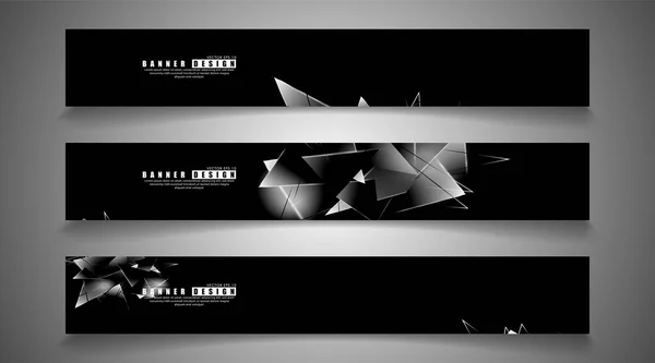 Συλλογή banner. αφηρημένο φόντο με φωτεινά τρίγωνα που επικαλύπτονται. απομονωμένο μαύρο φόντο. απεικόνιση διανυσματικού φορέα του EPS 10 — Διανυσματικό Αρχείο