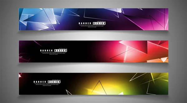 Banner collection. abstract background with luminous triangles that overlap. isolated black background. vector illustration of eps 10 — Stock Vector