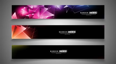 afiş koleksiyonu. çakışan ışık üçgenleri ile soyut arka plan. izole siyah arka plan. eps 10 vektör illüstrasyon