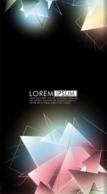 Dikey üçgen arka plan. 3b üçgenlerin soyut kompozisyonu. Modern geometrik arka planlar siyah izole