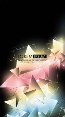 Dikey üçgen arka plan. 3b üçgenlerin soyut kompozisyonu. Modern geometrik arka planlar siyah izole