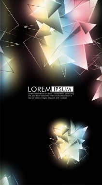 Dikey üçgen arka plan. 3b üçgenlerin soyut kompozisyonu. Modern geometrik arka planlar siyah izole