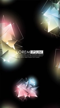 Dikey üçgen arka plan. 3b üçgenlerin soyut kompozisyonu. Modern geometrik arka planlar siyah izole