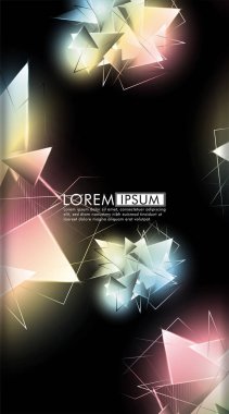 Dikey üçgen arka plan. 3b üçgenlerin soyut kompozisyonu. Modern geometrik arka planlar siyah izole