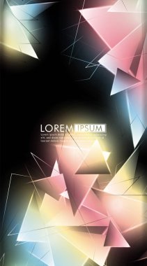 Dikey üçgen arka plan. 3b üçgenlerin soyut kompozisyonu. Modern geometrik arka planlar siyah izole