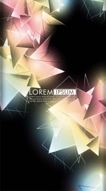 Dikey üçgen arka plan. 3b üçgenlerin soyut kompozisyonu. Modern geometrik arka planlar siyah izole