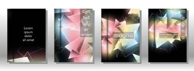 kitap ışık Üçgen arka plan kapağı ayarlayın. 3b üçgenlerin soyut kompozisyonu. Modern geometrik arka planlar siyah izole