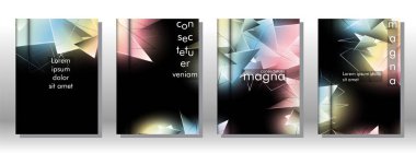 kitap ışık Üçgen arka plan kapağı ayarlayın. 3b üçgenlerin soyut kompozisyonu. Modern geometrik arka planlar siyah izole