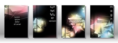 kitap ışık Üçgen arka plan kapağı ayarlayın. 3b üçgenlerin soyut kompozisyonu. Modern geometrik arka planlar siyah izole