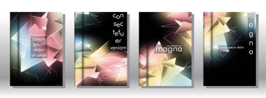 kitap ışık Üçgen arka plan kapağı ayarlayın. 3b üçgenlerin soyut kompozisyonu. Modern geometrik arka planlar siyah izole