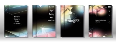 kitap ışık Üçgen arka plan kapağı ayarlayın. 3b üçgenlerin soyut kompozisyonu. Modern geometrik arka planlar siyah izole