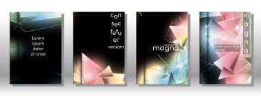 kitap ışık Üçgen arka plan kapağı ayarlayın. 3b üçgenlerin soyut kompozisyonu. Modern geometrik arka planlar siyah izole