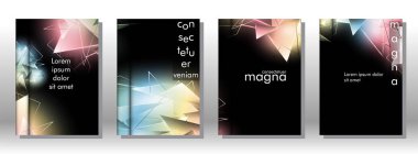 kitap ışık Üçgen arka plan kapağı ayarlayın. 3b üçgenlerin soyut kompozisyonu. Modern geometrik arka planlar siyah izole