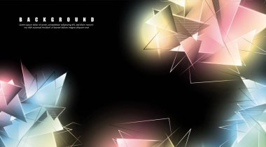 çakışan parlayan üçgenler ile soyut arka plan. izole siyah arka plan. eps 10 vektör illüstrasyon