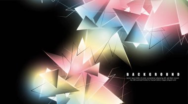 çakışan parlayan üçgenler ile soyut arka plan. izole siyah arka plan. eps 10 vektör illüstrasyon