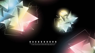 çakışan parlayan üçgenler ile soyut arka plan. izole siyah arka plan. eps 10 vektör illüstrasyon