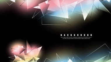 çakışan parlayan üçgenler ile soyut arka plan. izole siyah arka plan. eps 10 vektör illüstrasyon