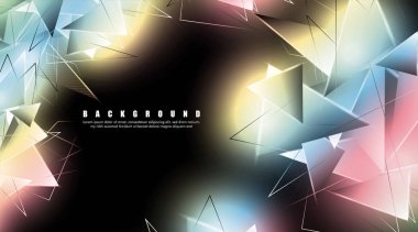 çakışan parlayan üçgenler ile soyut arka plan. izole siyah arka plan. eps 10 vektör illüstrasyon