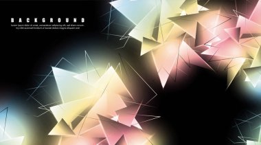 çakışan parlayan üçgenler ile soyut arka plan. izole siyah arka plan. eps 10 vektör illüstrasyon