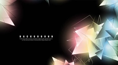 çakışan parlayan üçgenler ile soyut arka plan. izole siyah arka plan. eps 10 vektör illüstrasyon