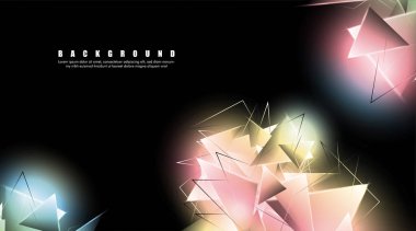 çakışan parlayan üçgenler ile soyut arka plan. izole siyah arka plan. eps 10 vektör illüstrasyon