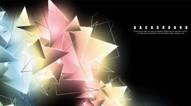 çakışan parlayan üçgenler ile soyut arka plan. izole siyah arka plan. eps 10 vektör illüstrasyon