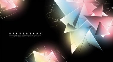 çakışan parlayan üçgenler ile soyut arka plan. izole siyah arka plan. eps 10 vektör illüstrasyon
