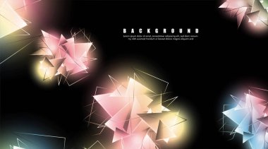 çakışan parlayan üçgenler ile soyut arka plan. izole siyah arka plan. eps 10 vektör illüstrasyon